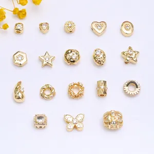 Kupfer Spacer Perlen 14K Goldgefüllt Eingelegte Zirkon Stern Herz Schmetterling Blume DIY Schmuckherstellung Barock Perlen Damen
