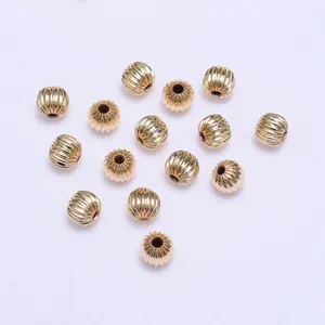 18k gold plated pumpkin spacer beads for handmade DIY bracelets and jewelry making