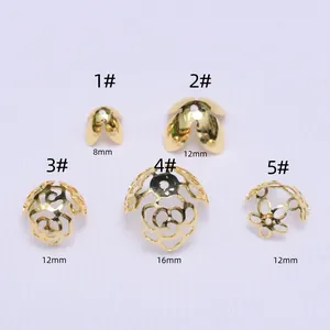 Copriperle a fiore placcati oro 18k per gioielli fai-da-te in 8mm, 12mm e 16mm