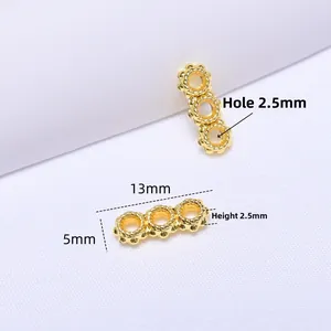 Perles intercalaires 18K plaqué or 13x5mm avec trou 2,5mm pour création bijoux DIY