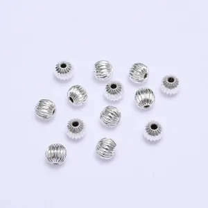 Polished silver 18k hollow pumpkin melon beads for DIY bracelet jewelry making
