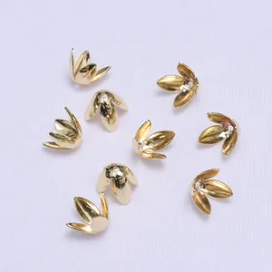 Copriperle a fiore cavo placcati oro 18k per creazione fai-da-te di gioielli e collane