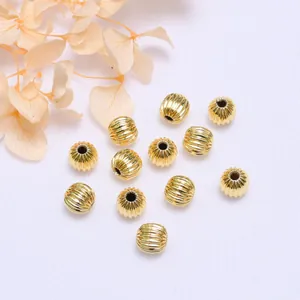 Copper Ribbed Pumpkin Spacer Beads Gold Silver Plated For DIY Jewelry Making Bracelet Necklace Handcrafted Craft Findings Accessory