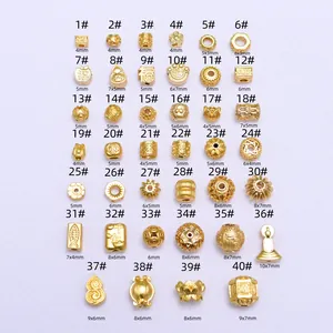 Assorted gold-plated spacer beads and charms in 40 styles for DIY jewelry making