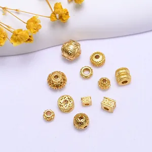 Traditional gold plated spacers including Fortune bead and hollow flower balls for DIY jewelry