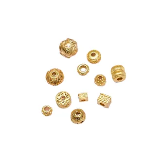 Golden plated flower spacer beads set for DIY jewelry making handmade necklaces and bracelets