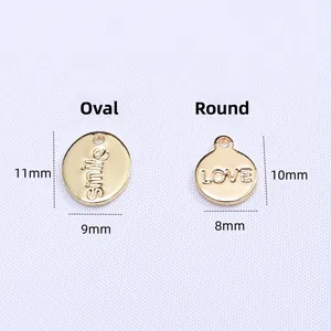Επιχρυσωμένα μενταγιόν smile και love 14k για DIY κατασκευή κοσμημάτων 11x9mm