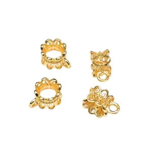 18k gold plated hollow flower petal spacer beads with side loop for DIY jewelry making