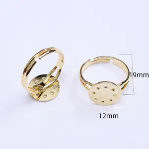 14k vergoldete 12mm Ringrohlinge mit verstellbarem Band für DIY-Schmuckherstellung