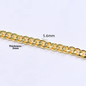 5,6mm 18k vergoldete flache Panzerkette für DIY-Schmuckherstellung, 3mm Stärke