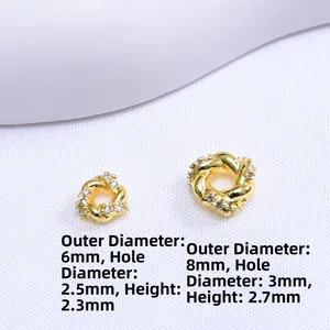 Separadores de corona bañados en oro de 18K con circonitas para joyería artesanal