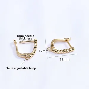 18K vergulde D-vormige oorbellen onderdelen met oogje 18x12mm voor DIY sieraden