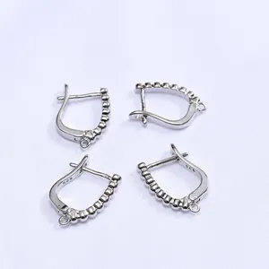 Dormeuses en forme de D en argent sterling S925 poli avec boucles de suspension