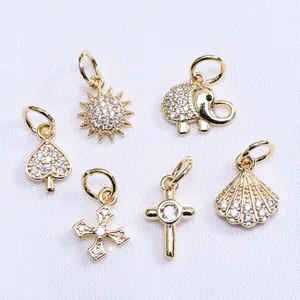 Sélection de pendentifs plaqués or 14k avec zircons pour la création de bijoux DIY