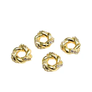 Cuentas espaciadoras de corona bañadas en oro 18K con circonitas para joyería