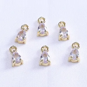 Lot de six pendentifs gouttes plaqués or 14k avec cristaux violets clairs pour bijoux DIY