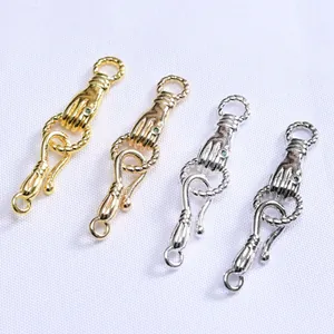 Vintage 14k gold lily of the valley hand clasps with green gemstone for jewelry DIY