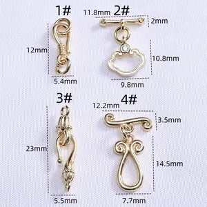14K gold plated Ruyi cloud OT toggles and connector clasps for DIY jewelry making