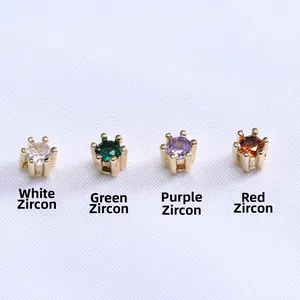 14K gold plated separator beads with colorful zircon stones in white, green, purple, and red