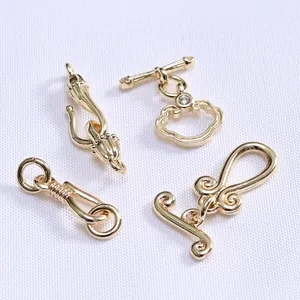 14k gold plated Ruyi cloud and OT toggle clasps set for DIY jewelry making