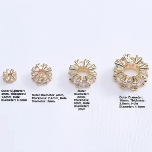 Perles d'espacement flocon de neige plaquées or 14K avec zircons pour bijoux DIY