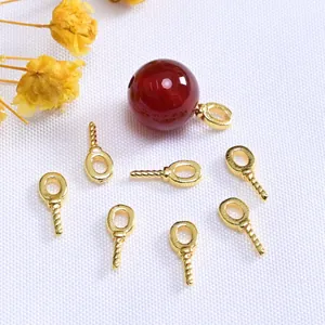 18K Gold Filled Copper Screw Eye Pins Threaded Artificial Pearl Cup Pendant Bails For DIY Jewelry Making Accessories Jewelry Findings