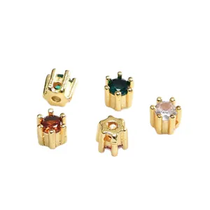 Cuentas espaciadoras de oro de 14k con circonitas de colores para joyería artesanal