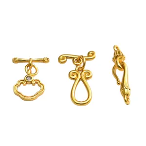 14K gold plated OT toggle clasp with traditional Chinese Ruyi cloud and knot designs