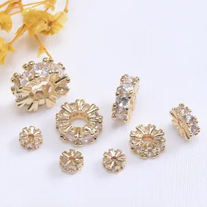 Distanziatori Fai da Te a Fiocco di Neve in Rame Intarsiato con Zirconia Placcato Oro Argento Conservazione del Colore per Creazione Gioielli