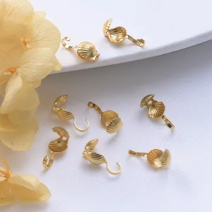 Terminales de Concha de Cobre Chapados en Oro al Vacío Conectores de Extremo para Collar Pulsera Joyería de Bricolaje