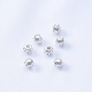 14K gold plated silver hollow beads with cubic zirconia for DIY jewelry making