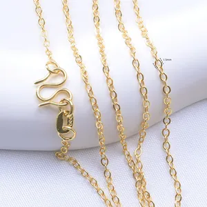 1.5mm gold plated cable chain necklace with S999 stamp and classic S-hook clasp