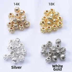 Micro-paved zircon gold beads in 14K, 18K, silver, and white gold for DIY jewelry