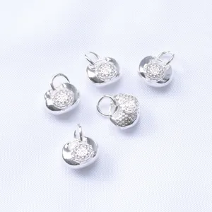 Five pieces of silver Ruyi lock charms with Fu character and zircon inlay