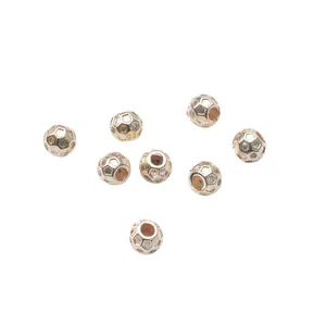 Set of eight 4.5mm 14K gold filled hollow spacer beads with pavé zircon for DIY jewelry