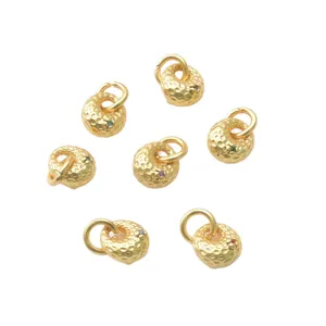 Set of 7 gold plated hammered texture ball charms for DIY necklace and bracelet jewelry