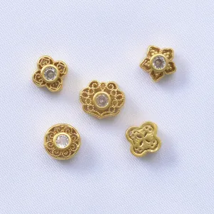 Golden four-leaf clover charms with inlaid zircon for DIY jewelry bracelet making