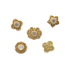 Antique gold four-leaf clover spacers with cubic zirconia for DIY jewelry making