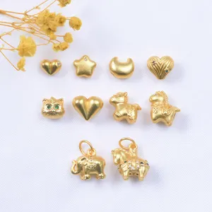 Electroplated Copper Gold Beads Star Heart Cat Animal Horse Pendant Charms For Jewelry Making DIY Bracelet Accessories