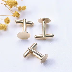 Matériau de Base DIY pour Boutons de Manchette Français en Cuivre Plateau Plat pour Costume d'Affaires Or Argent Plaqué Rond Vide Apprêts de Bijoux