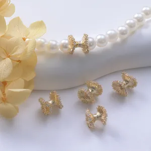14K Gold Filled Copper Zirconia Irregular Wave Spacer Beads For DIY Bracelet Jewelry Making Findings Copper Gold Silver Plated Zirconia Accessories