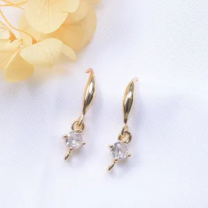 Zircon Inlaid Earring Hooks Copper Gold Plated For DIY Jewelry Making Findings Handcrafted Simple Elegant Accessories