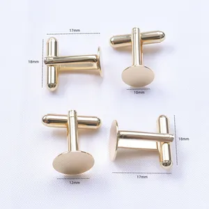Supports de boutons de manchette dorés 14K avec plateau plat 10mm et 12mm pour bijoux DIY