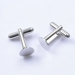 Boutons de manchette en plaqué or 14K argent poli avec plateau rond en nid d'abeille