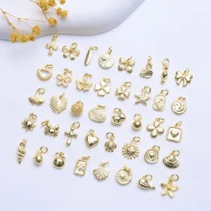 DIY Μενταγιόν Κοσμημάτων 18K Επιχρυσωμένα Χάλκινα Πεταλούδα Καρδιά Κοχύλι Αστέρι Σταυρός Μενταγιόν Για Κολιέ Βραχιόλι