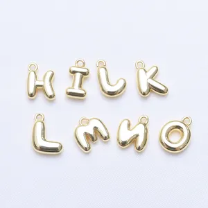 Gepolijste 18K vergulde bubble letter bedeltjes H tot O voor DIY sieraden maken