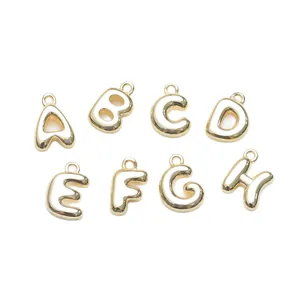 Vergulde 18K 3D-ballon alfabet hangers A-H met glanzende metalen afwerking voor DIY