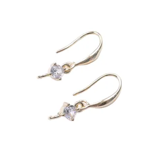 14K gold filled earrings hooks with cubic zirconia for DIY jewelry making