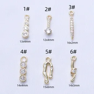 Set mit 6 Arten von 14k vergoldeten Quasten-Anhängern mit Zirkonia für DIY Ohrring-Schmuck