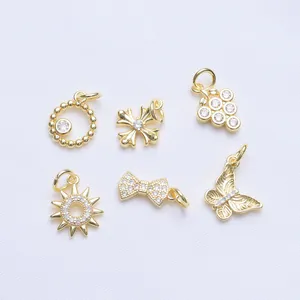 Pendentifs dorés 18K avec zircons en forme de papillon pour la création de bijoux DIY